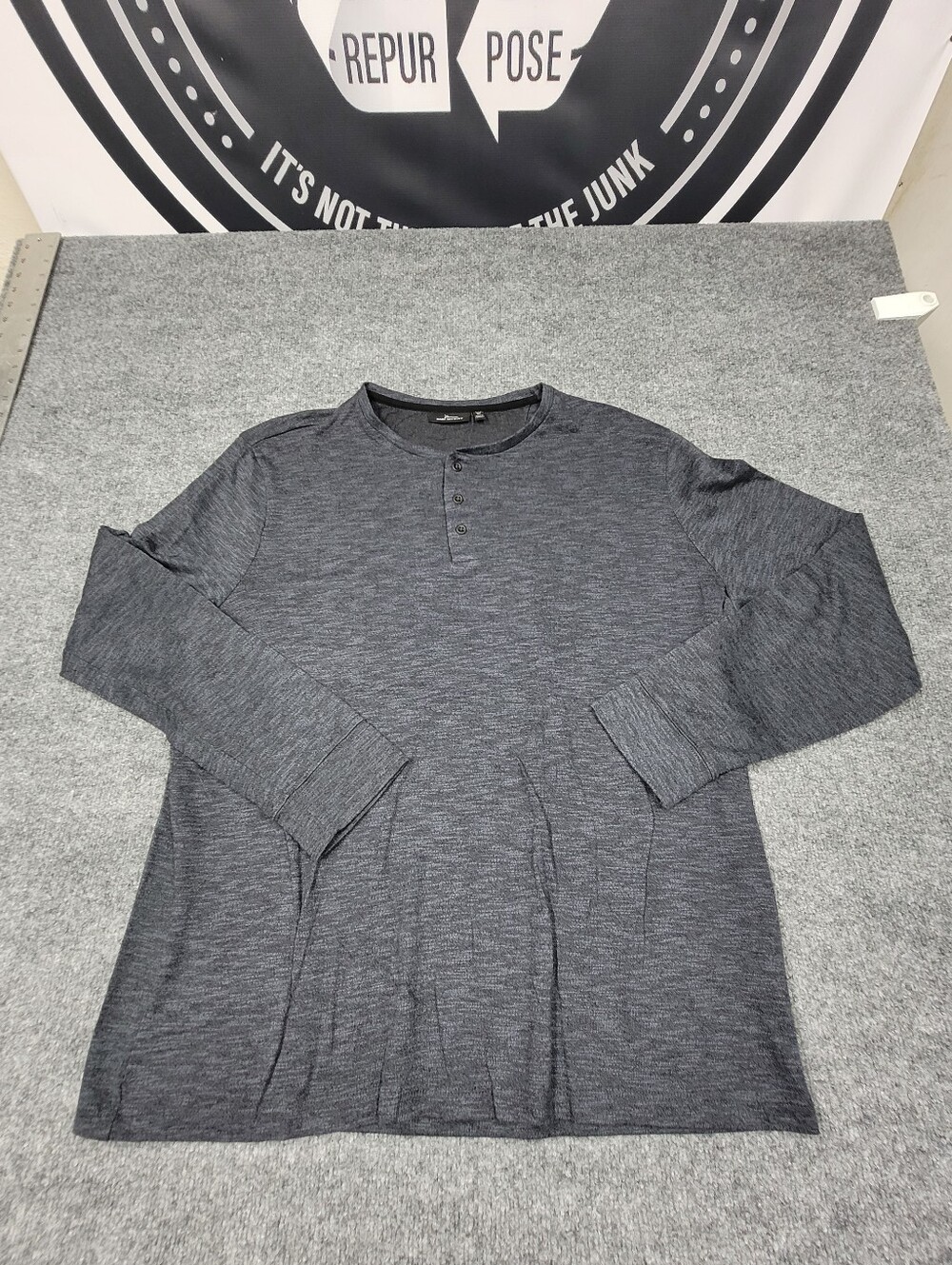 Marc Anthony Mens Henley Long Sleeve Shirt Size XXL Dark Gray